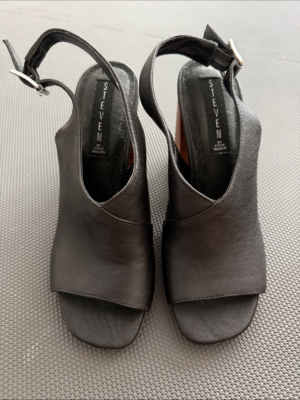 Steve Madden Black Peep-Toe Slingback Heels